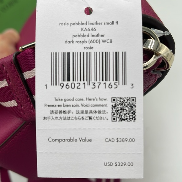 KATE SPADE Rosie Pebble Leather Small Flap Crossbody 
Dark Raspberry 
NWT - Picture 13 of 16